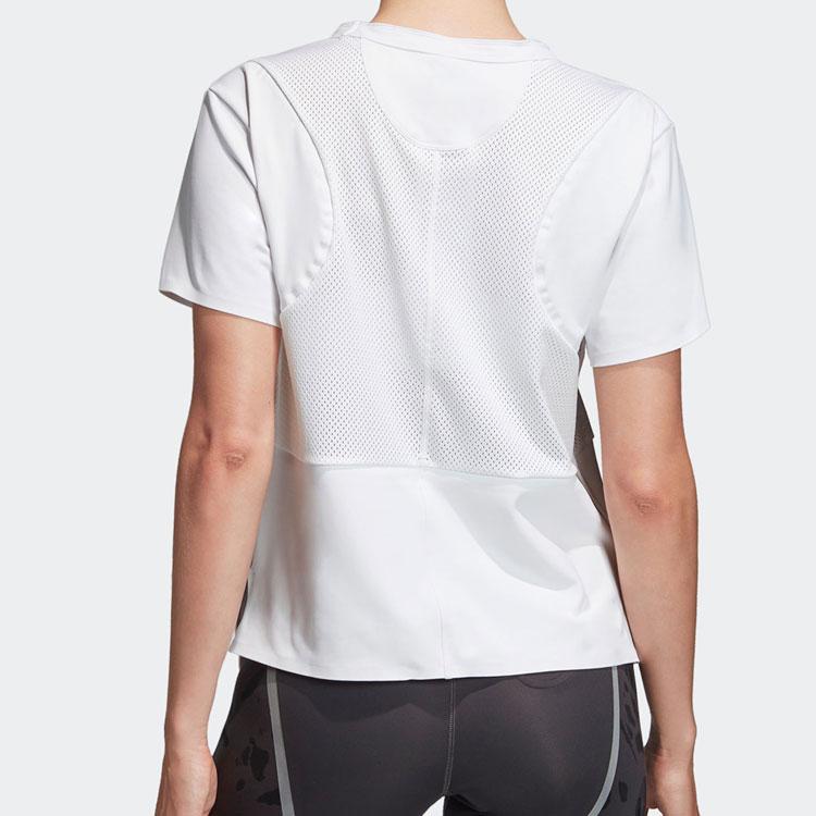 Adidas Logo Print Sports Short Sleeve T-Shirt Women Tops White EA2173