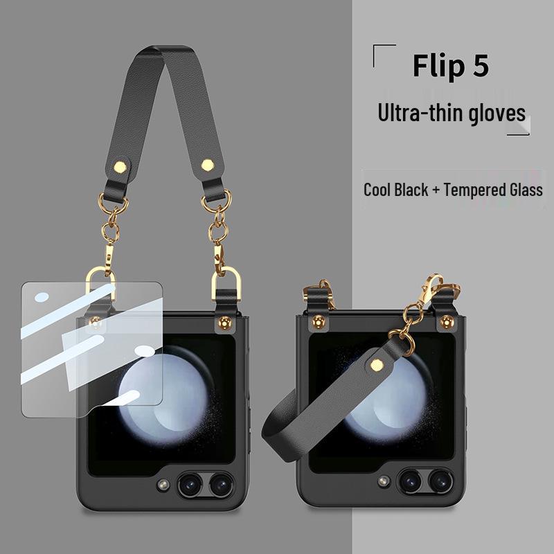 Creative Wrist Strap Foldable Case with Integrated Shell & Film for Samsung Z Flip5