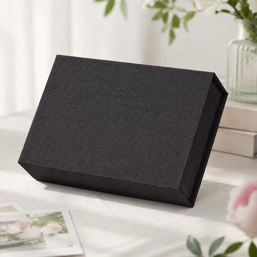 Magnetic Close Card Organizer Linen Fabric Fabric Box Document Holder For Jewelry Storage