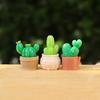 Mini Artificial Cactus Plants in Pot Miniature Potted Green Cactus Figurine for DIY Micro Landscape Fairy Garden Accessories Plant Pots Bonsai Crafts