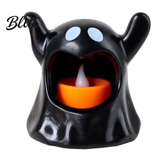 Ghost Shaped Candle Holder Halloween with LED Candle Cute Tea Light Safe Indoor Holder Spooky Tabletop Decoration for Home Decor Holiday