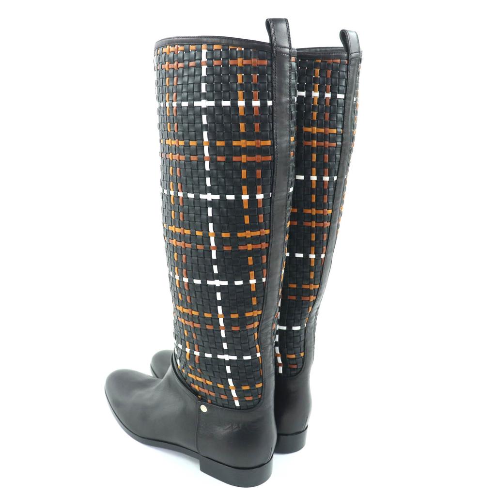 Excellent HERMES Knee-high boots black leather Women 37.5 Used