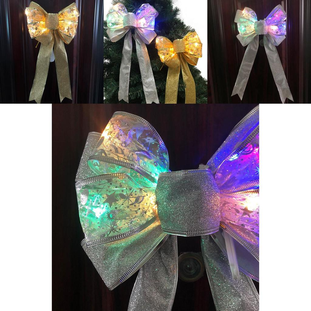 Барвистий світлодіодний двошаровий бант для різдвяної ялинки святкова прикраса