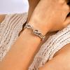 Stainless Steel Geometric Link Chain Bracelets for Women, Toggle Clasp Bangle, Minimalist Jewelry Wholesale