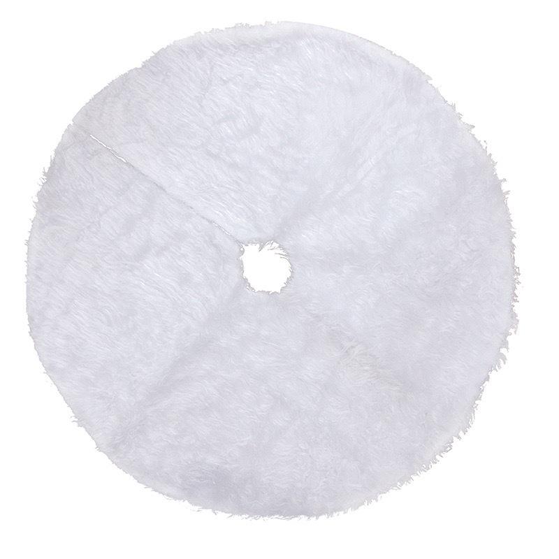 White Long-Haired Plush Christmas Tree Skirt