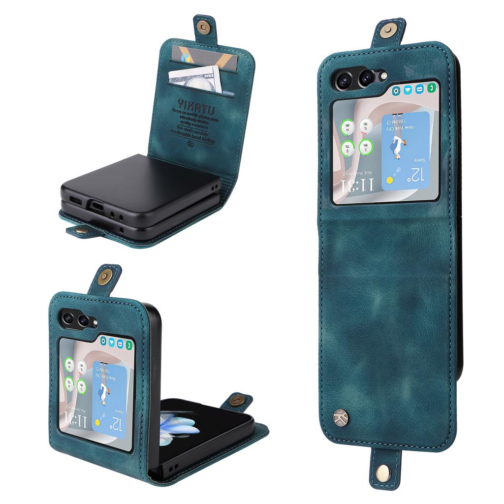 YIKATU YK-002 For Samsung Galaxy Z Flip7 FE 5G/Z Flip6 5G Case Card Holders PU Leather Skin-Touch Phone Cover