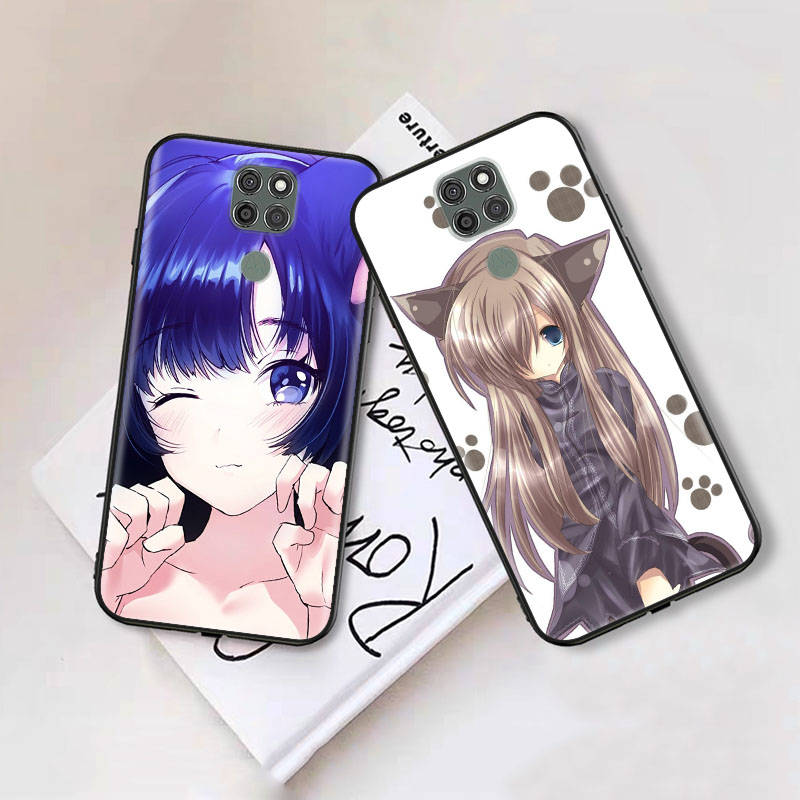 Black Case for Xiaomi Poco X6 X4 M5 M6 F5 F6 C65 C55 C50 C51 C40 Pro Redmi 14C A3X 13C 12C 11T 10A 9C Note 7 6 8A Plus W-59 Cat Girl