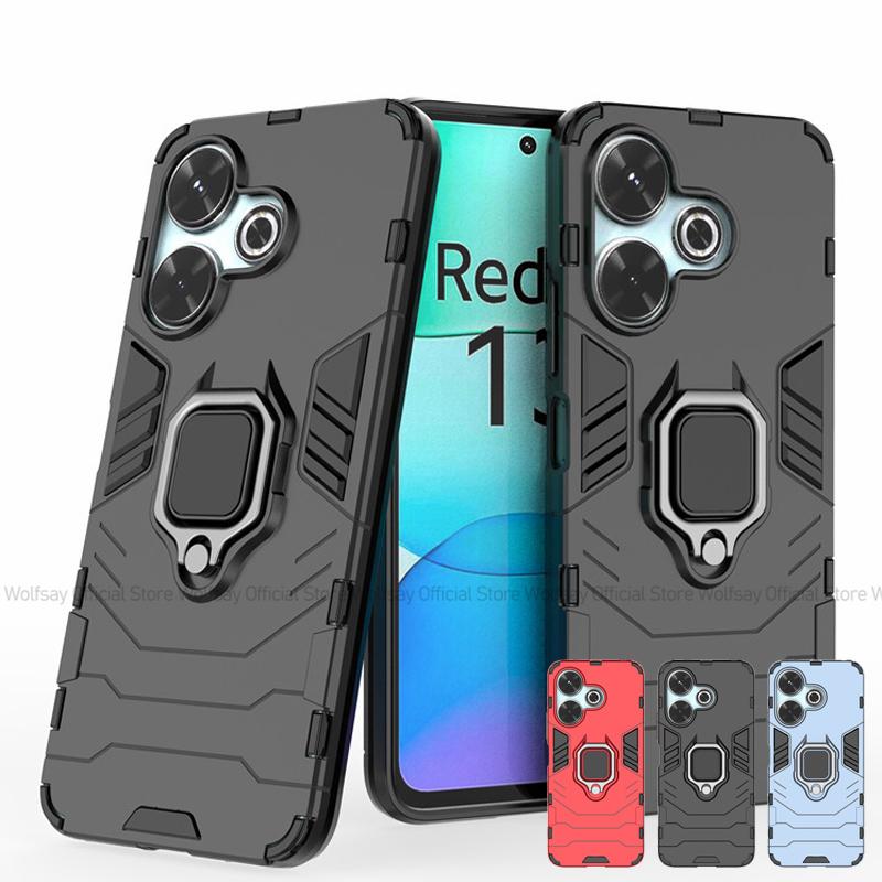 For Xiaomi Redmi 13x Case Xiaomi Redmi 13x Cover Shockproof Armor PC Silicone Stand Holder Phone Back Cover For Xiaomi Redmi 13x