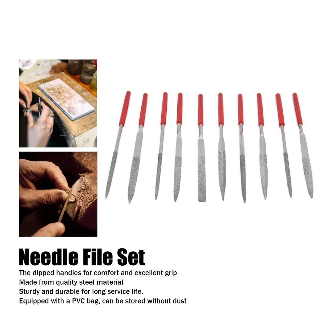 10Pcs Needle File Set Hardened Sturdy Comfortable Handle Convenient Jewelry Files