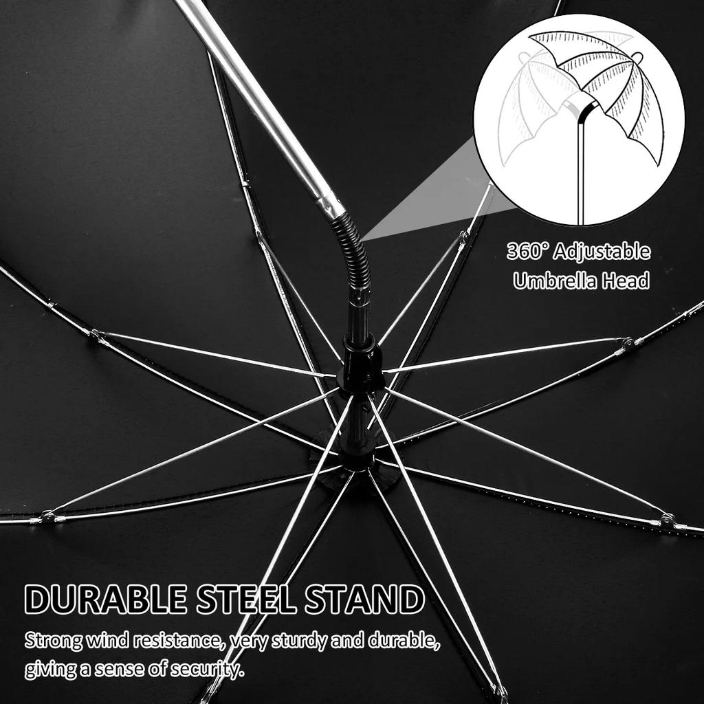 Universal Sun Umbrella for Baby Stroller UV Protection Pram Umbrella 360° Adjustable Rainproof and Windproof Sunshade Parasol