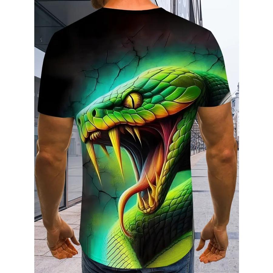 Men's T-Shirt Quick Drying Tops Summer Fashion Street Short Sleeve Tee Shirts Snake 3D Graphic Print Tees Oversized Male Clothing