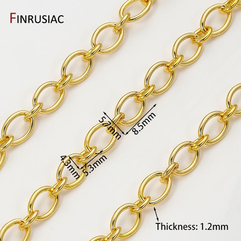 

18K Gold Plated Brass 5.7*8.5mm Oval Link Chain Big Rolo Cable Bulk Chains for DIY Jewelry Making Necklace Bracelet Accessories 1 meter