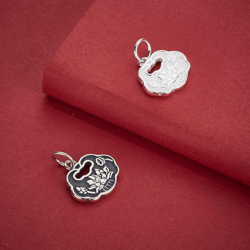 S925 Sterling Silver Lotus Pendant Charm - Chinese Style for DIY Beaded Bracelets, Necklaces, and Peace Lock Accessories