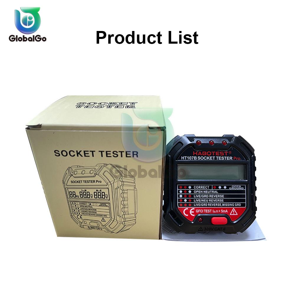 HT107E/B/D Intelligent Ground Wire Tester Socket Tester Voltage Frequency Line Power Tester LCD Plug Phase Meter Socket Tester