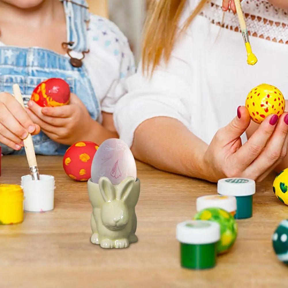 Creative Ceramic Rabbit Egg Holder Durable Bunny Egg Cup Holder Bunny Egg Cup  Spring Home Parties