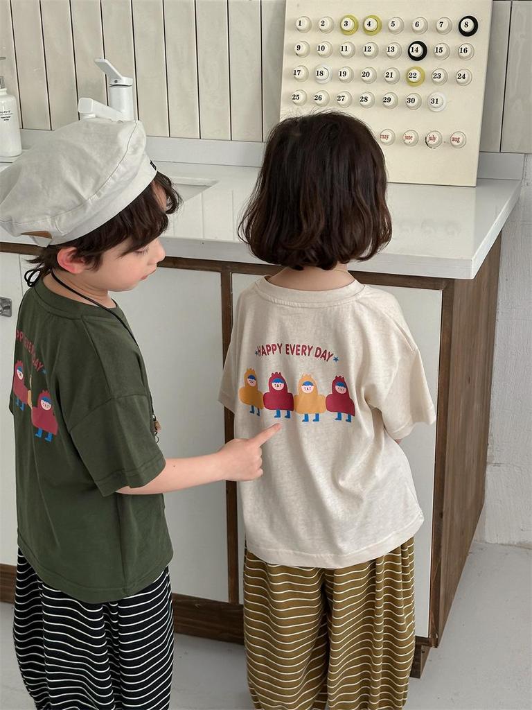 Camiseta con estampado de dibujos animados para niños de Jiaye - Colección Verano 2025, Manga Corta, Tops Unisex Lindos para Bebés