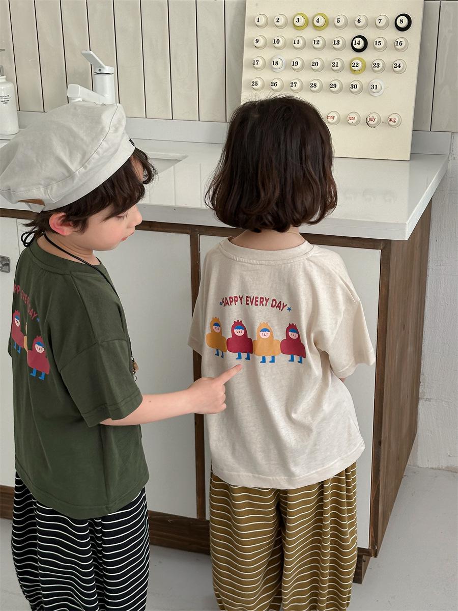 

Футболка с мультяшным принтом Jiaye Kids - Коллекция Лето 2025, Короткий рукав, Милые топы унисекс для малышей 140cm грязно-белый