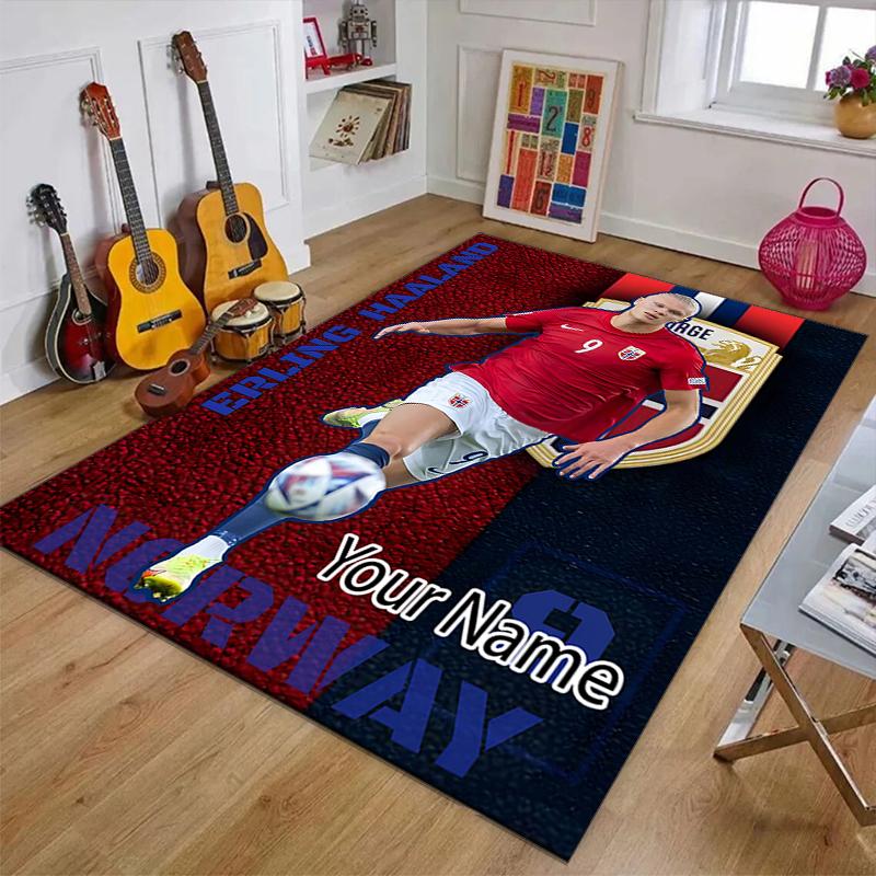 Haaland Design Area Rug Personalized Name- Non-Slip, Soft & Cozy Floor Mat for Living Room, Office - Indoor/Outdoor Carpet