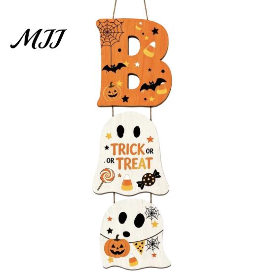 Creative Party Background Prop Halloween Wooden BOO Hanging Sign, Letter Pendants, Vintage Ghost Pumpkin Black Cat Durable Waterproof Wood Sign