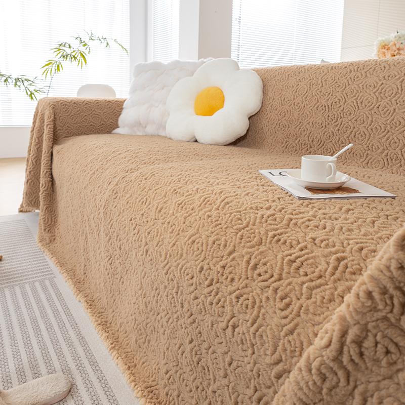 Plush Sofa Towel Cover Sofa Cushion Full Cover Cloth Anti-cat Scratch Cover Blanket Simple Modern Winter Sofa Anti-dust Cover