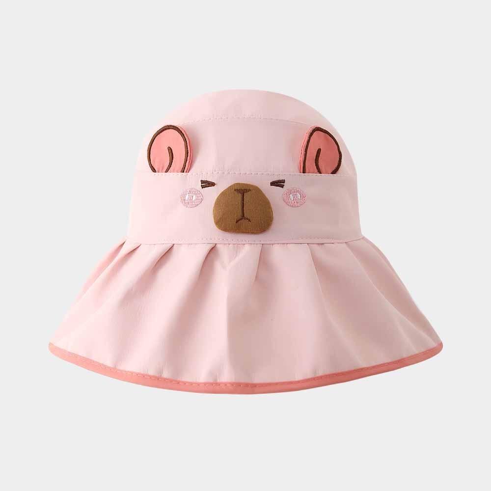 

Solid Color Cartoon Capybara Bucket Hat Korean Style Children s Empty Top Cap Boy розовый