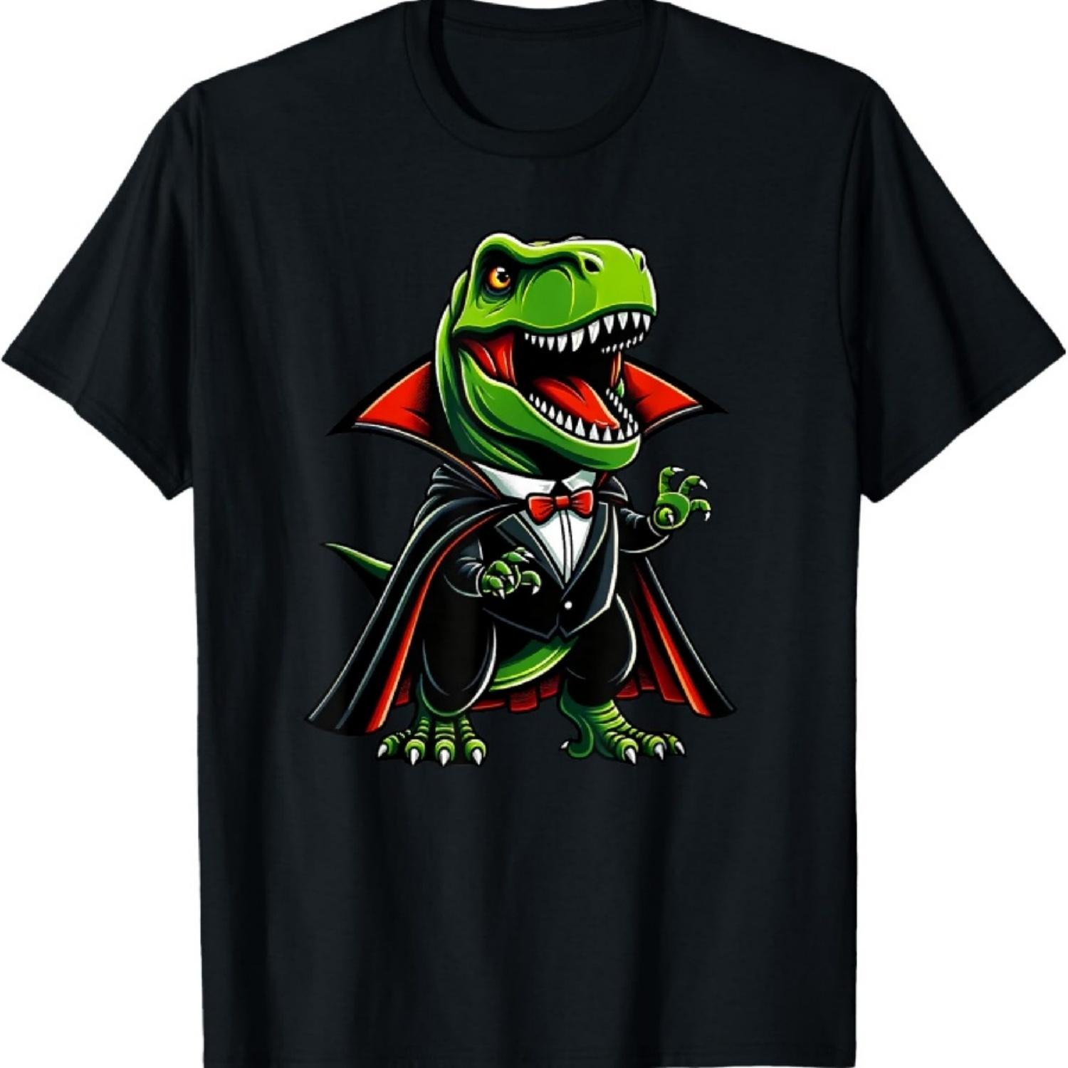 Забавная футболка на Хэллоуин с Дракулой, динозавром T-Rex, вампиром Дракуравром S