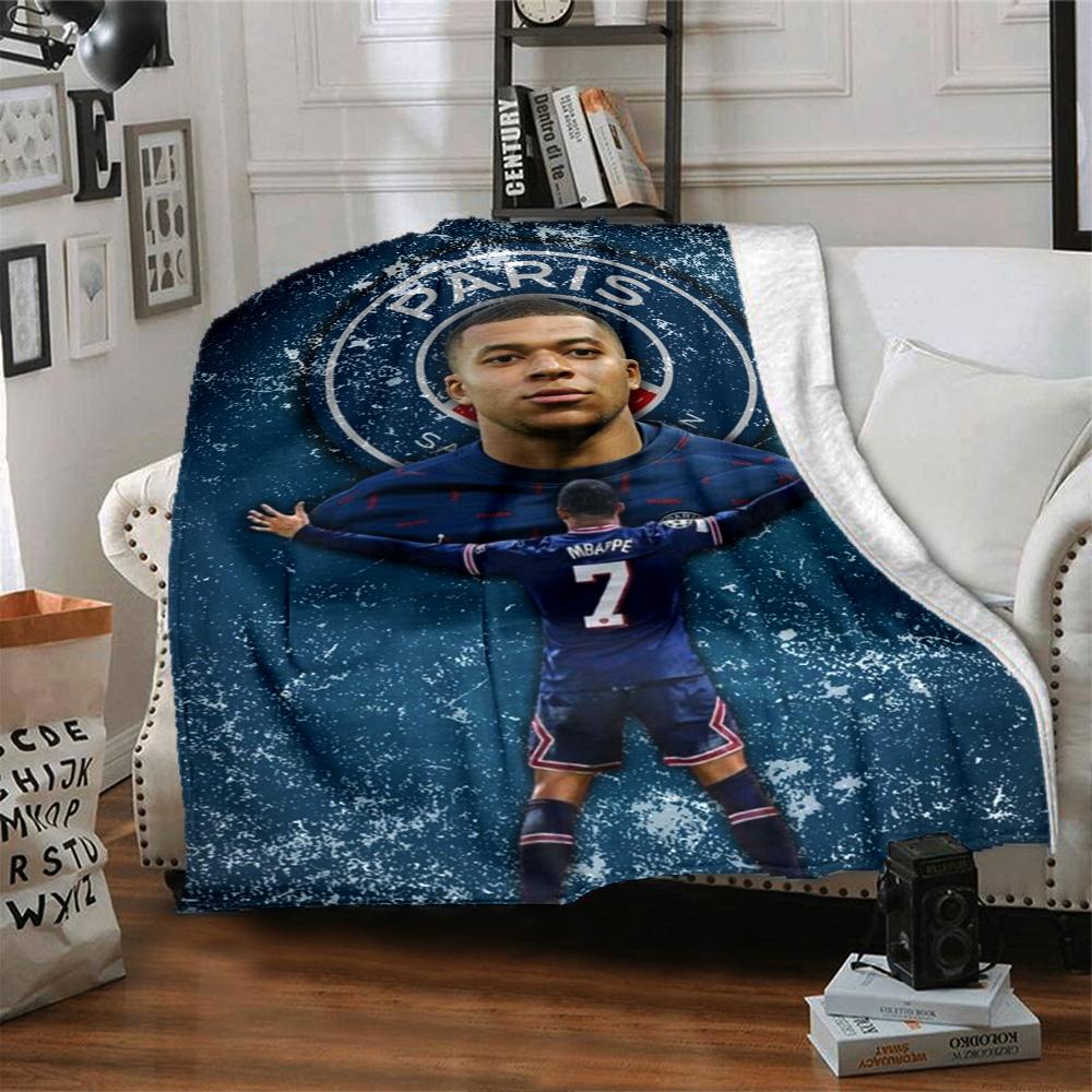 Star Player Kylian Mbappé Blanket Comfortable Great for Bedding Livingroom Picnics Four Seasons Universal Stylish Decor