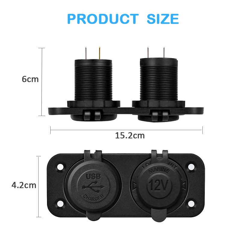 36W QC3.0 USB Steckdosenpanel Wasserdicht Schnellladung Dual USB Steckdosenadapter für Auto Boot Wohnmobil Motorrad