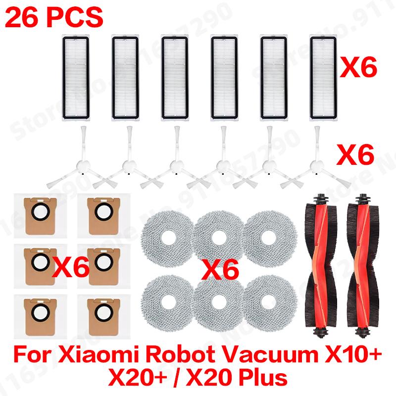 Compatible For ( Xiaomi Robot Vacuum X10+ / X20+ / X20 Plus ) Spare Parts Accessories Main Side Brush Mop Cloth Dust Bag Filter