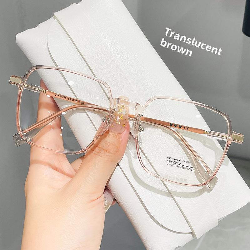 Ultra-Light Brown Square Myopia Glasses for Women with Degree Lenses, Thin Frame Without Makeup