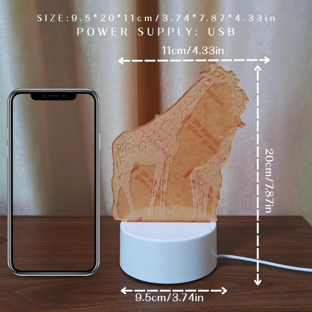 USB powered 3D creative giraffe night light - cute animal home decoration light, perfect birthday or holiday gift