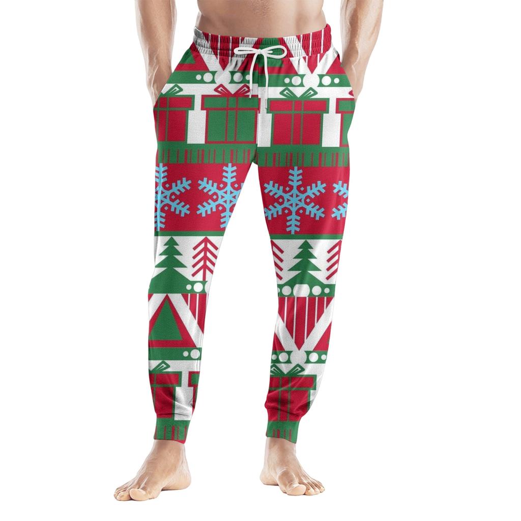 Men's Drawstring Pocket Casual Pants, Checkered Striped Printed Pocket Casual Pants, Home Sleeping Pants