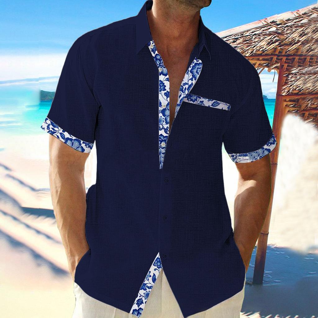 Hawaii-Hemd für Herren, Herren-Bowling-Hemden im Vintage-Stil, kurzärmelig, Sommer-Strandhemd