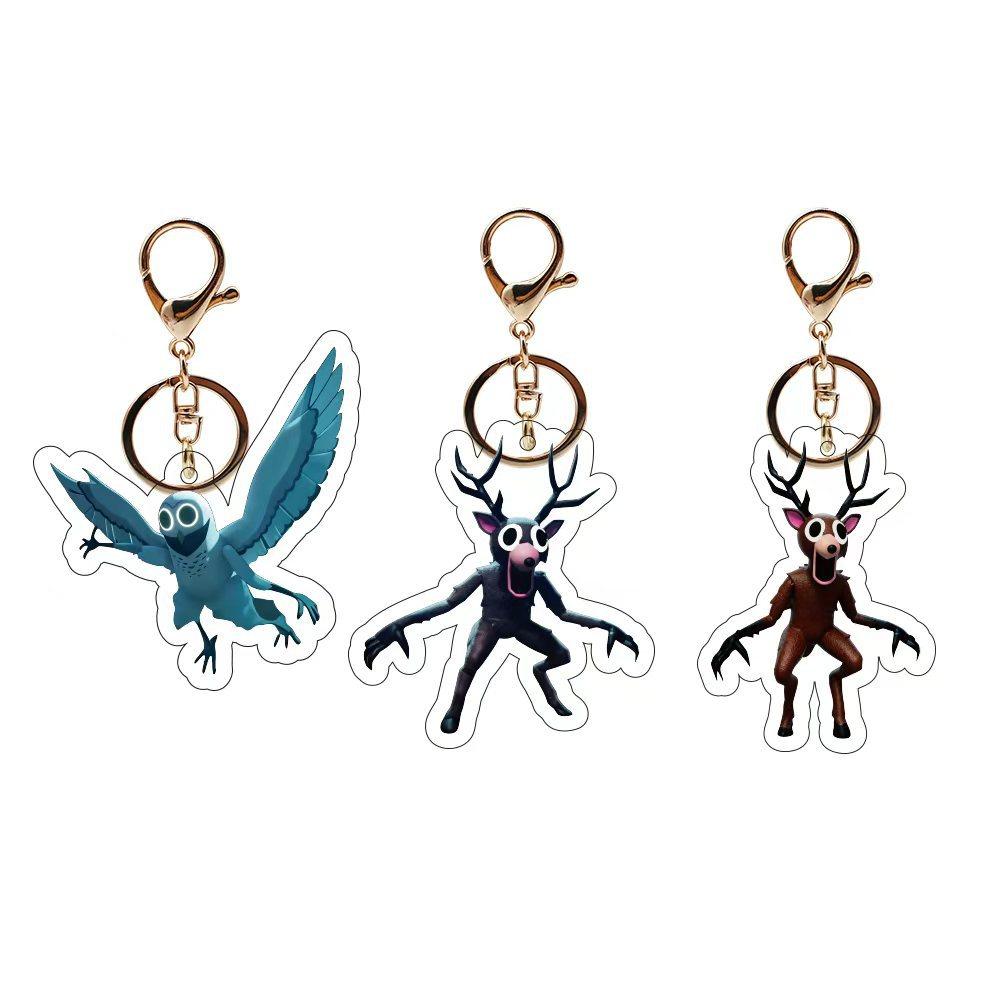 New Game 99 Nights In The Forest Keychain Bag Accessories Acrylic Pendant 99 Nights In The Forest Deer Owl KeyRing Fans Gifts