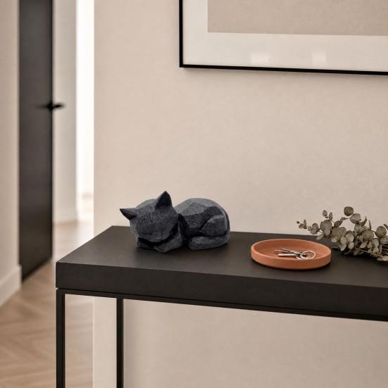 Estátua de Gato Dormindo, Miniatura de Gato Fofa para Mesa Estante, Decoração Geométrica Moderna Impressa em 3D Presente para Amantes de Gatos