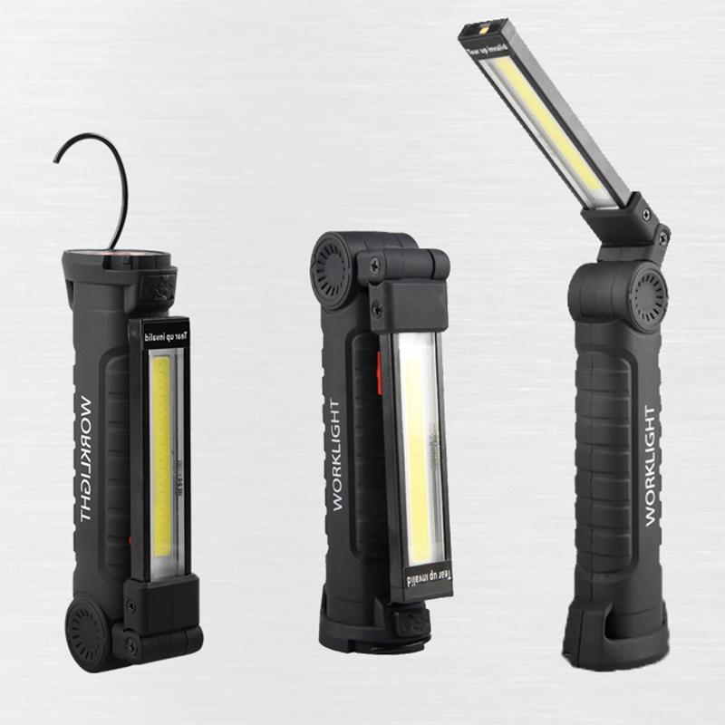 USB Rechargeable Portable COB LED Flashlight Work Light Magnetic Lanterna Hanging Lamp With Built-in Battery Lamp Torch Tool