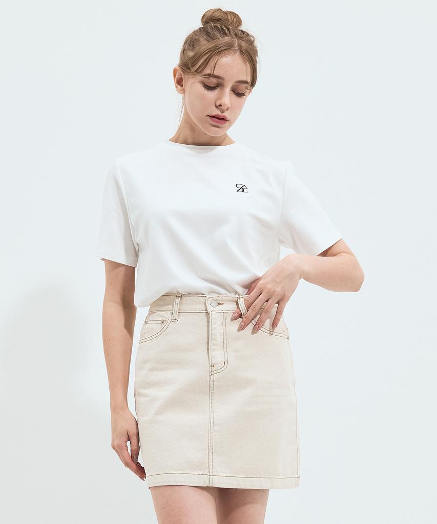 Solteuaenchokollis Sac Logo Oversized Silket T-Shirt Ivory 4W2231202