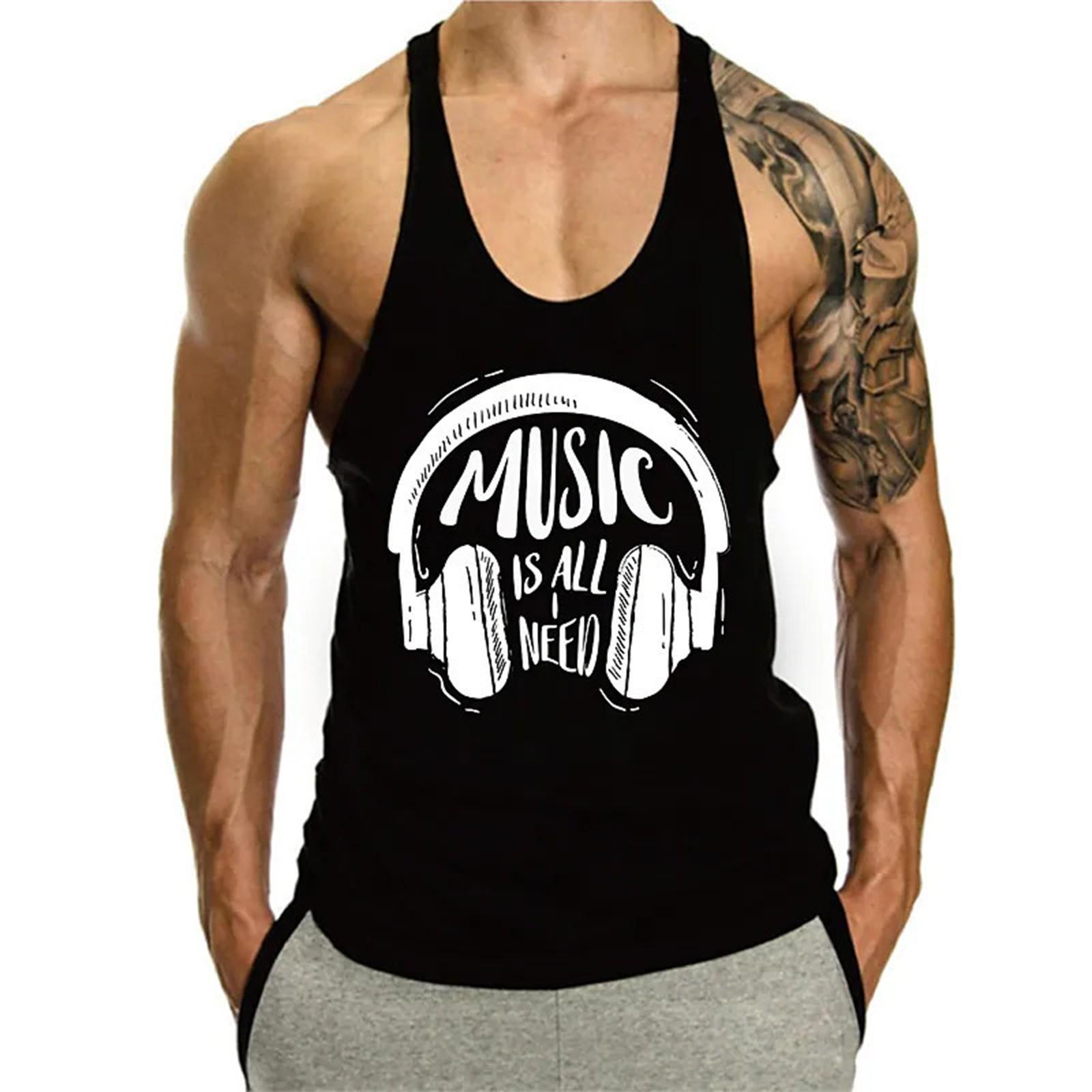 

Летняя мужская музыкальная гарнитура с цифровым принтом и молодежным жилетом с узором XXXL