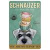 Geuuki Metal Sign Schnauzer Tea Sign Vintage Signs Retro Aluminum Tin Sign for Kitchen Home Office Bar Cafe Decor 8x12 Inch Sign