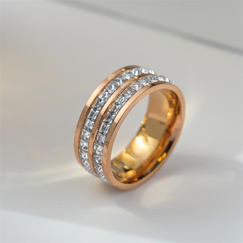 Modering für Paare aus Edelstahl in Roségold, Titanstahl Paar Zirkonring, Luxusschmuck für Damen und Herren, Hochzeitsgeschenke