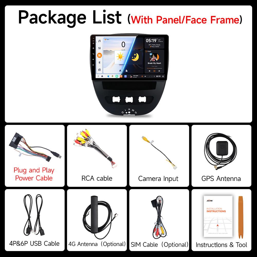 JIUYIN  Car Radio For Peugeot 107 Toyota Aygo Citroen C1 2005 - 2014 Android 13 wireless CarPlay Android Auto No 2 din  DVD