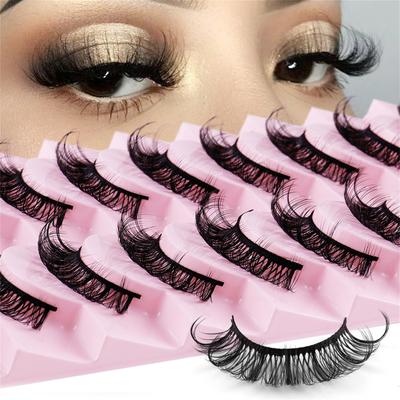 10 Pairs Reusable Self Adhesive Eyelashes Natural Thick False Lashes Extension No Glue Or  Needed