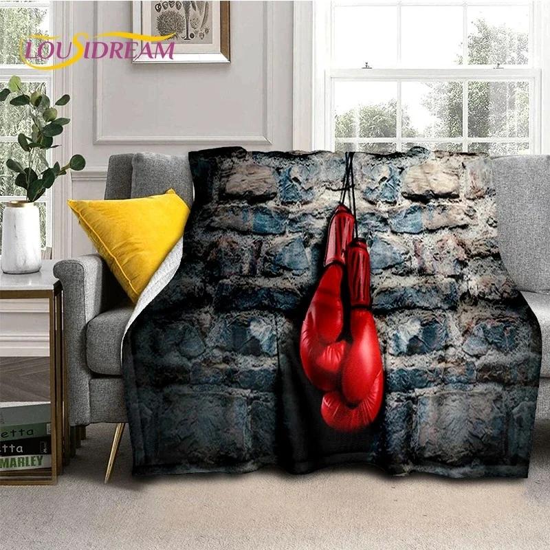 Guantoni da Boxe Pugile Combattimento Cartone Animato Morbida Coperta di Flanella per Letti Camera da Letto Divano Picnic, Coperta Plaid per Coprire Tempo Libero all'Aperto Regalo