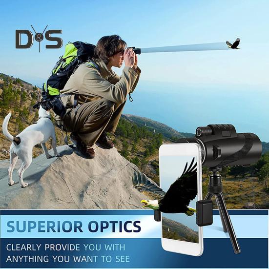 

Монокулярний телескоп 80x100 Потужний монокуляр для дорослих Монокуляр високої чіткості для полювання на дику природу Спостереження за птахами Подорож Кемпінг A чорний