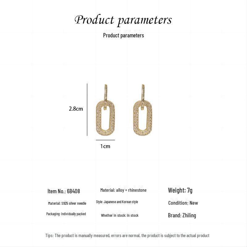 S925 Silbernadel Koreanische Diamant-Ohrringe: Eleganter, modischer Schmuck im kalten Stil für Frauen