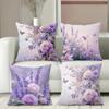 Lavender Roses And Butterflies Patterned Decorative Pillows Polyester Pillowcase, Sofa Decorative Cushion Cov Headboard Pillow