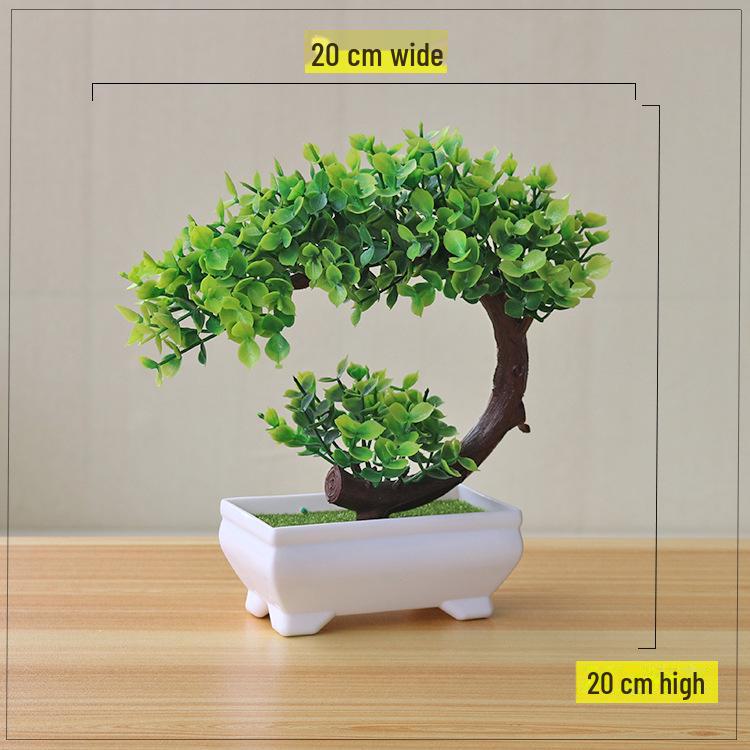 “Artificial Potted Bonsai: Indoor Green Plant Decoration for Desk or Coffee Table”