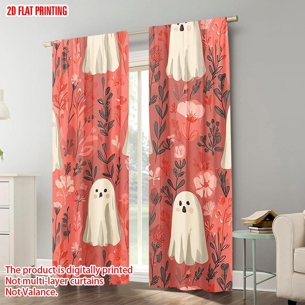 2pcs   plane printing Print Curtains Ghosts and Floral Durable Polyester (without rod) Versatile All for Bedroom   Contemporary