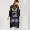 Summer New Lace Bikini Cover Up Sexy Sheer Mesh Embroidered Elegant Dress Casual Beach Cardigan Women Swimwear Cover Up Q894