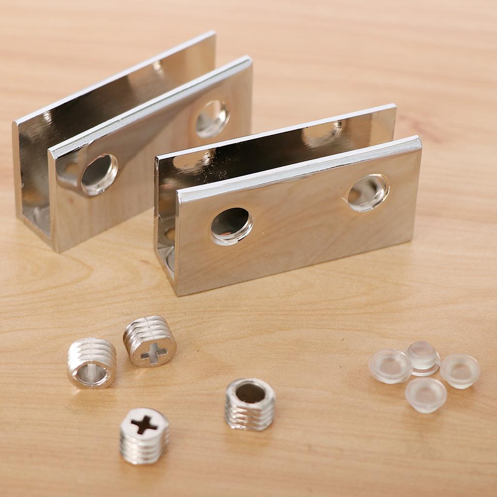 2 pack Glass Clamps, 8-12mm Adjustable Zinc Alloy Glass Bracket Flat Back for Balustrade Staircase Handrail